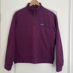 Patagonia Women's Ahnya Pullover 1/4 Zip Cotton Night Plum Marsupial Pocket M